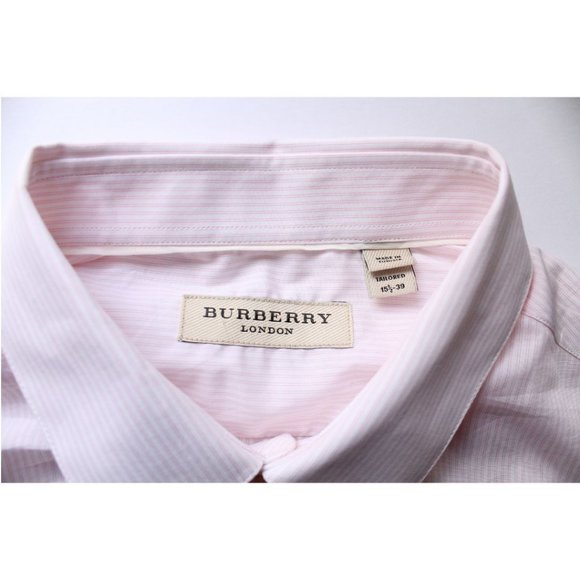 Burberry London Poplin Striped Button Up Men's Shirt City Pink Size 15.5 - Picture 5 of 8